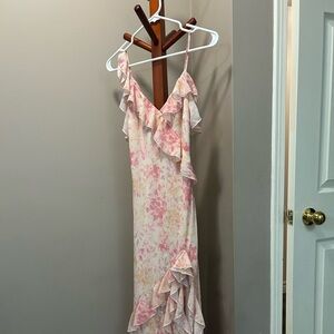 Dynamite Floral Pink Ruffle Maxi Dress